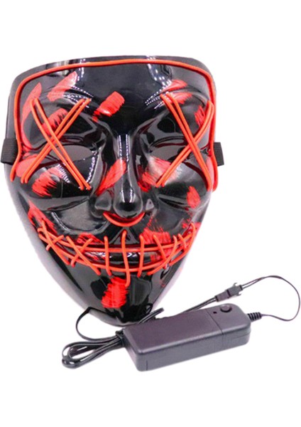 Cosplay Up Wire Tasfiye Maskesi Kostüm Cadılar Bayramı Işık Korkunç LED Floresan Kırmızı (Yurt Dışından)