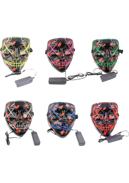 Cosplay Up Wire Tasfiye Maskesi Kostüm Cadılar Bayramı Işık Korkunç LED Floresan Kırmızı (Yurt Dışından) fiyatları