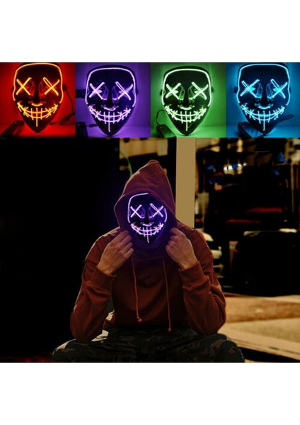 Cosplay Up Wire Tasfiye Maskesi Kostüm Cadılar Bayramı Işık Korkunç LED Floresan Kırmızı (Yurt Dışından) modelleri
