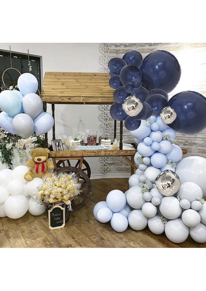 Doğum Günü Için Gece Mavi Macaron Mavi Metalik Balonlar ile Mavi Balon Çelenk Kemer Seti, Bebek Duş Parti Süslemeleri (Yurt Dışından) fiyatları