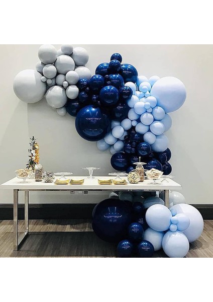 Doğum Günü Için Gece Mavi Macaron Mavi Metalik Balonlar ile Mavi Balon Çelenk Kemer Seti, Bebek Duş Parti Süslemeleri (Yurt Dışından) indirimleri
