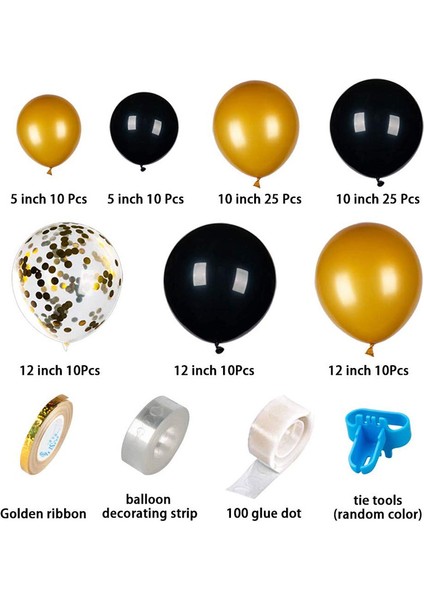 Siyah Altın Balonlar Altın Tinsel Perde ile Siyah Altın Balon Çelenk Düğün Doğum Günü Partisi Malzemeleri Süslemeleri (Yurt Dışından) modelleri