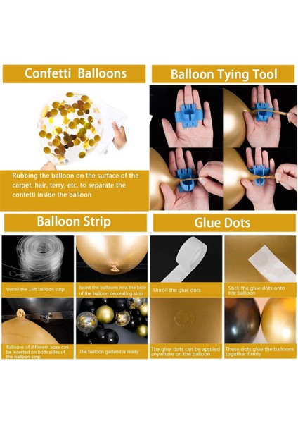 Siyah Altın Balonlar Altın Tinsel Perde ile Siyah Altın Balon Çelenk Düğün Doğum Günü Partisi Malzemeleri Süslemeleri (Yurt Dışından) fırsatları