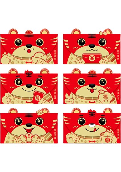 Hongbao Kağıt Kırmızı Zarflar Şanslı Kırmızı Paket Sevimli Para Çantası Kaplan Bahar Şenliği Malzemeleri Çin Yeni Yılı Hongbao-A (Yurt Dışından)