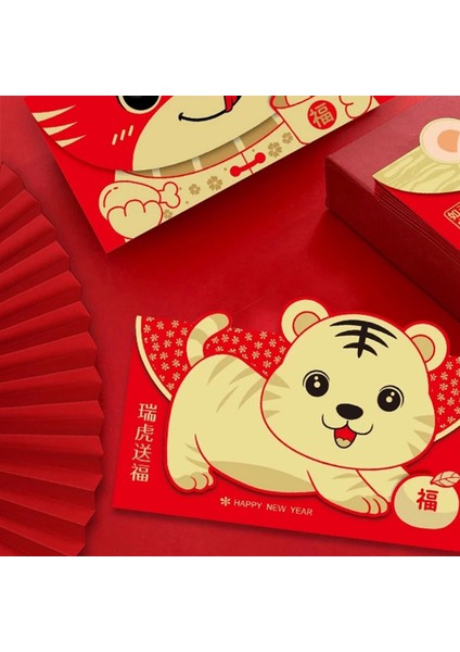Hongbao Kağıt Kırmızı Zarflar Şanslı Kırmızı Paket Sevimli Para Çantası Kaplan Bahar Şenliği Malzemeleri Çin Yeni Yılı Hongbao-A (Yurt Dışından) fırsatları