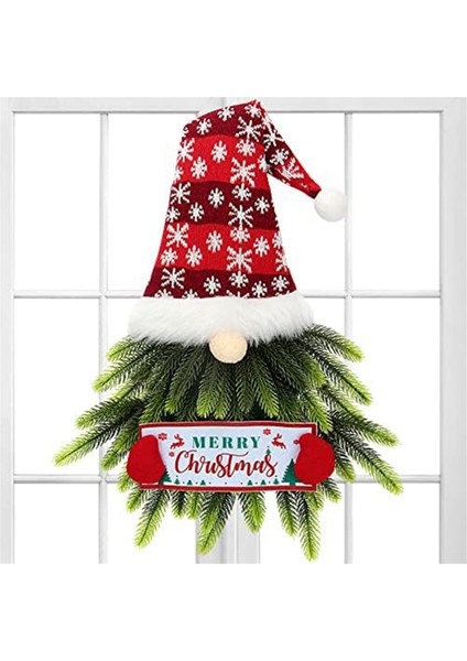 Ön Kapı Için Noel Çelengi, Işıklı Gnome Noel Kapı Çelengi, Kapı Için Yapay Noel Baba Noel Asılı Tabelası (Yurt Dışından)