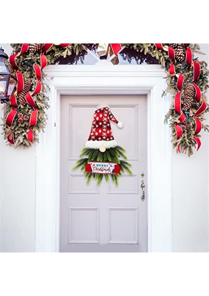 Ön Kapı Için Noel Çelengi, Işıklı Gnome Noel Kapı Çelengi, Kapı Için Yapay Noel Baba Noel Asılı Tabelası (Yurt Dışından)