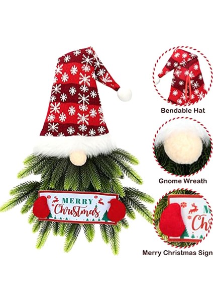 Ön Kapı Için Noel Çelengi, Işıklı Gnome Noel Kapı Çelengi, Kapı Için Yapay Noel Baba Noel Asılı Tabelası (Yurt Dışından)