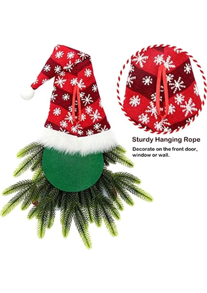 Ön Kapı Için Noel Çelengi, Işıklı Gnome Noel Kapı Çelengi, Kapı Için Yapay Noel Baba Noel Asılı Tabelası (Yurt Dışından)