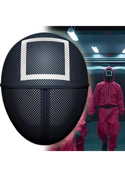 Kalamar Oyunu Maskesi Cosplay Masquerade Aksesuarları Cadılar Bayramı Sahne Siyah Yüz Maskeleri Kostüm Yetişkin Erkek Kız Için(D) (Yurt Dışından) modelleri