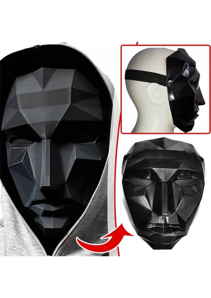 Kalamar Oyunu Maskesi Cosplay Masquerade Aksesuarları Cadılar Bayramı Sahne Siyah Yüz Maskeleri Kostüm Yetişkin Erkek Kız Için(D) (Yurt Dışından) fırsatları