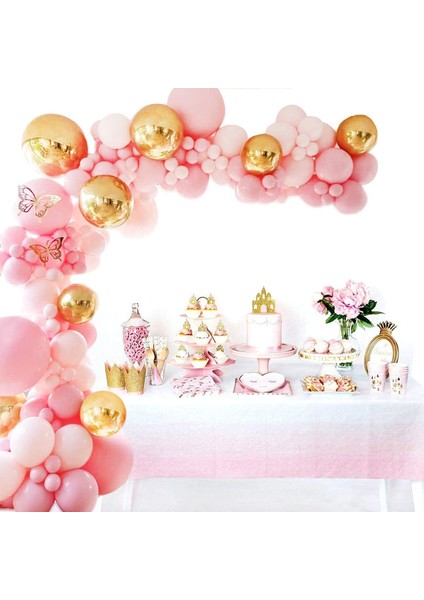 122 Adet Pembe Altın Beyaz Altın Konfeti Balonları Garland Kiti Doğum Günü Bebek Duş Düğün Yıldönümü Partisi Süslemeleri (Yurt Dışından) fırsatları