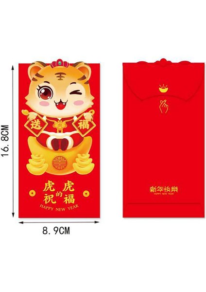 6 Adet Çin Kırmızı Zarflar, Kaplan Yılı Hong Bao Şanslı Para Paketleri 2022 Bahar Şenliği Malzemeleri (Yurt Dışından) fiyatları