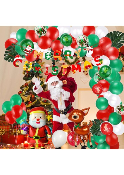 107 Adet Noel Merry Christmas Balon Seti Tatil Tema Arka Plan Dekorasyon Balon Noel Partisi (Yurt Dışından)