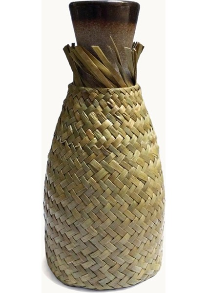 Rattan Seramik Saksı El Dokuma Hasır Vazo Yosun Dokuma Çiçek Aranjmanı (Yurt Dışından)