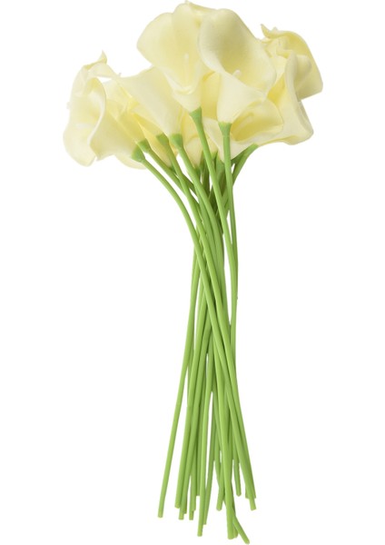 18X Yapay Calla Zambak Çiçekleri Tek Uzun Kök Buket Gerçek Ev Dekor Renk: Kremsi (Yurt Dışından)