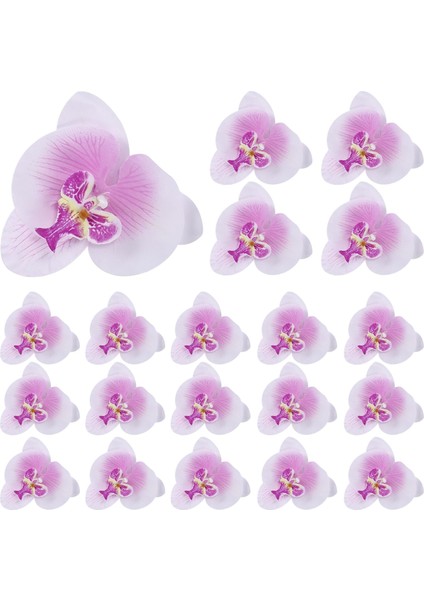 Lot 20 Adet 9 cm Kelebek Orkide Çiçek Yapay Çiçek Kafa Dekor Düğün Tokası Aksesuarı (Yurt Dışından)