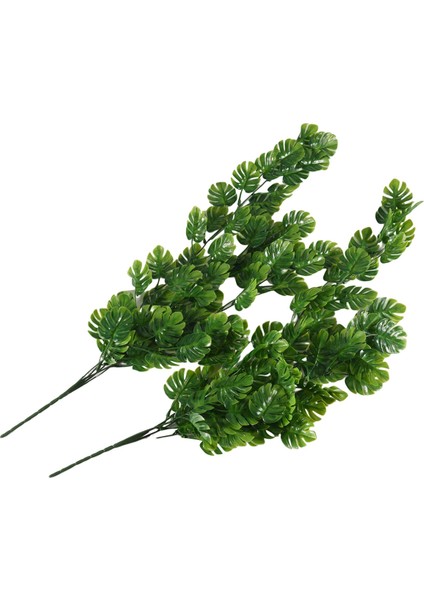 2 Adet Yapay Asılı Bitkiler Sahte Asma Sahte Asılı Rattan Monstera Yaprakları Yeşil Açık Uv Dayanıklı Bitkiler Yeşil (Yurt Dışından)