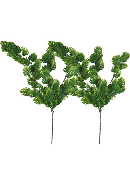 2 Adet Yapay Asılı Bitkiler Sahte Asma Sahte Asılı Rattan Monstera Yaprakları Yeşil Açık Uv Dayanıklı Bitkiler Yeşil (Yurt Dışından)