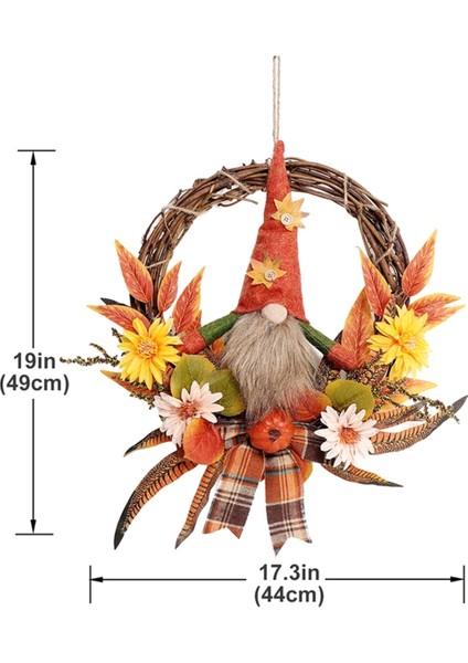Güz Çelenk Yapay Sonbahar Ön Kapılar Çelenk Peluş Gnome Kabak Çiçeği Akçaağaç Yaprakları Hasat El Yapımı Çelenk (Yurt Dışından)