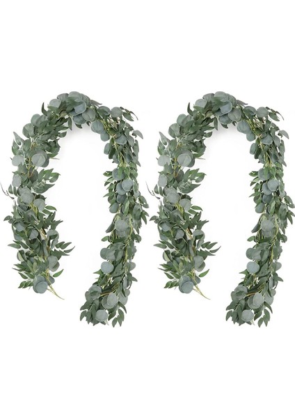 Söğüt Sarmaşıklı Yapay Okaliptüs Çelenk, 2 Paket 6.5 Feet Okaliptüs Çelenk Yeşillik, Gümüş Dolar Okaliptüs (Yurt Dışından)