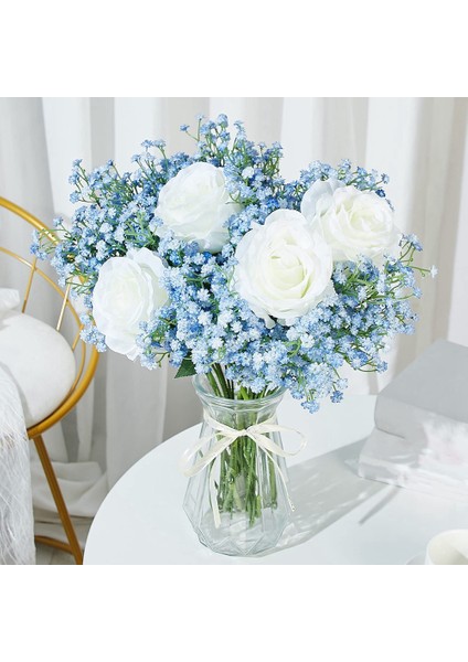 12 Adet Bebek Nefes Gypsophila Yapay Bitkiler Düğün Parti Dekorasyon Gerçek Dokunmatik Çiçekler Dıy Ev Bahçe (Gök Mavisi) (Yurt Dışından)