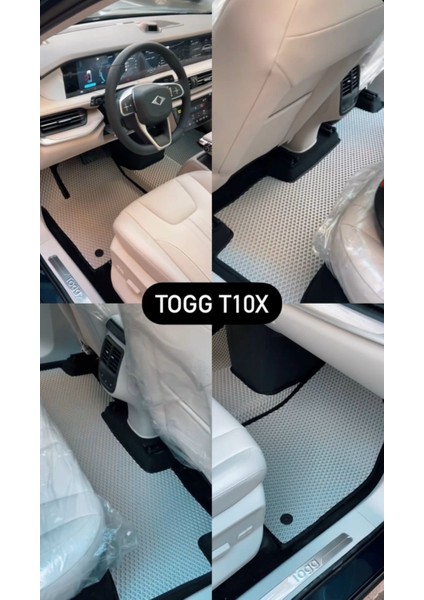 Togg T10X Akıllı Oto Paspas Beyaz-Siyah Şerit