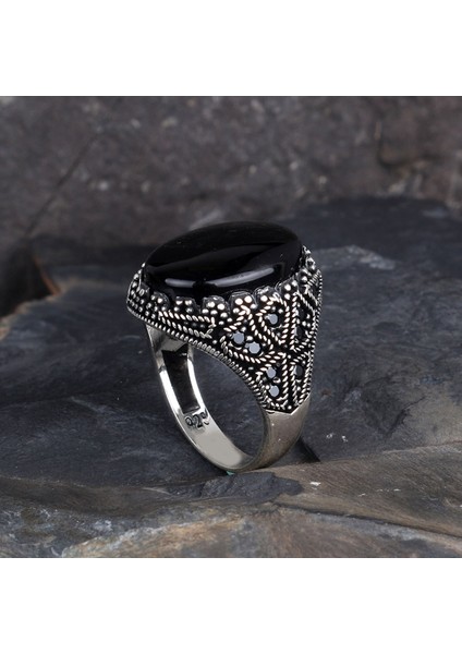 925 Ayar Gümüş Çakıl Taşı Model Onix Taşlı Yüzük modelleri