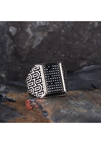 925 Ayar Gümüş Mikro Taşlı Model Erkek Yüzük indirimleri