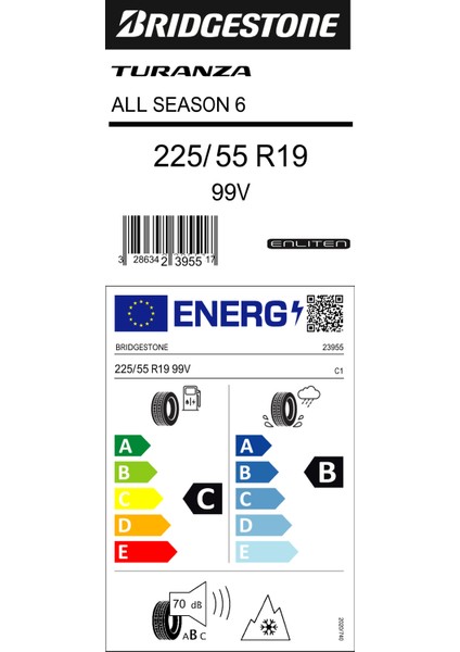 225/55 R19 99V Turanza All Season 6 Suv Dört Mevsim Lastiği (Üretim Yılı: 2024)