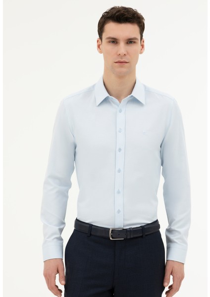 Erkek Açık Mavi Slim Fit Uzun Kollu Gömlek 50282976-VR003 modelleri