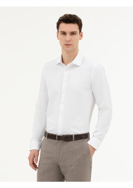 Erkek Beyaz Slim Fit Uzun Kollu Gömlek 50282961-VR013