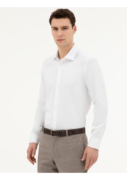 Erkek Beyaz Slim Fit Uzun Kollu Gömlek 50282961-VR013 modelleri