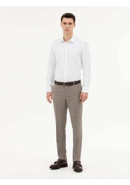 Erkek Beyaz Slim Fit Uzun Kollu Gömlek 50282961-VR013 fırsatları