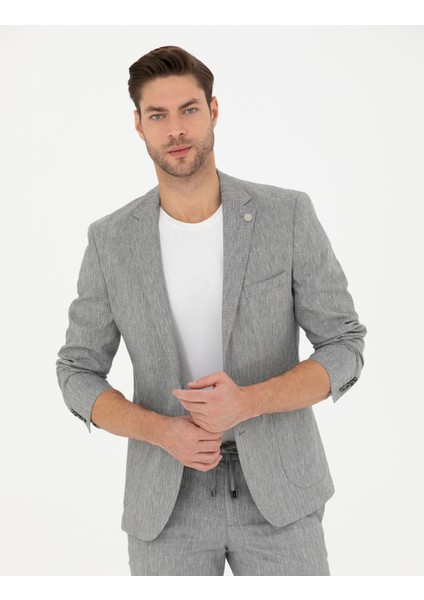 Erkek Gri Ex. Slim Fit Keten Karışımlı Ceket 50284935-VR024 modelleri