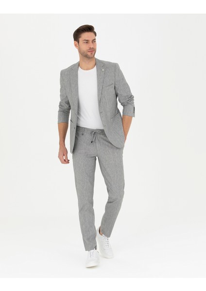 Erkek Gri Ex. Slim Fit Keten Karışımlı Ceket 50284935-VR024 fırsatları