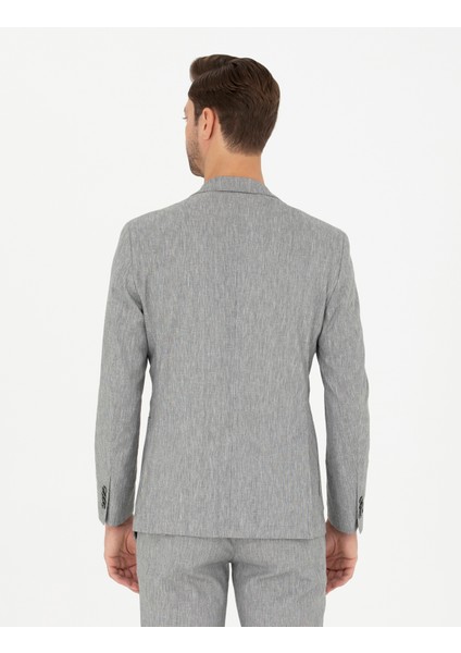 Erkek Gri Ex. Slim Fit Keten Karışımlı Ceket 50284935-VR024 indirimleri