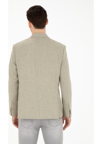 Erkek Açık Yeşil Slim Fit Keten Karışımlı Ceket 50284967-VR092 indirimleri