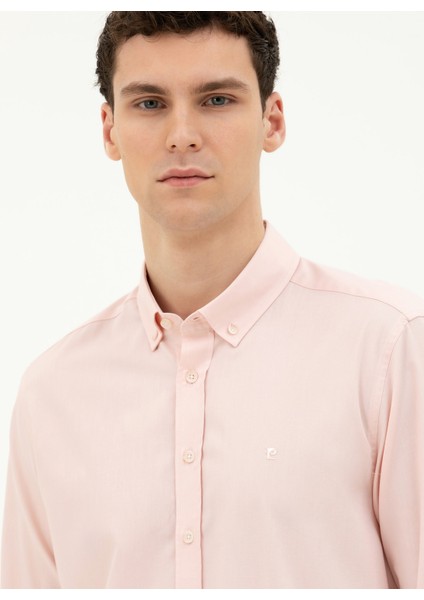 Erkek Açık Pembe Slim Fit Uzun Kollu Gömlek 50284872-VR078