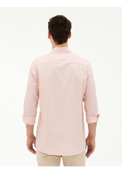 Erkek Açık Pembe Slim Fit Uzun Kollu Gömlek 50284872-VR078