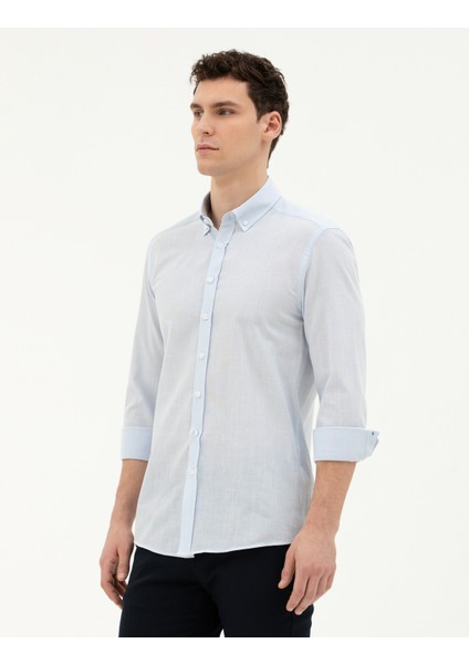 Erkek Açık Mavi Slim Fit Uzun Kollu Gömlek 50283343-VR095