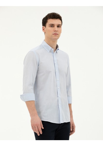 Erkek Açık Mavi Slim Fit Uzun Kollu Gömlek 50283343-VR095 modelleri
