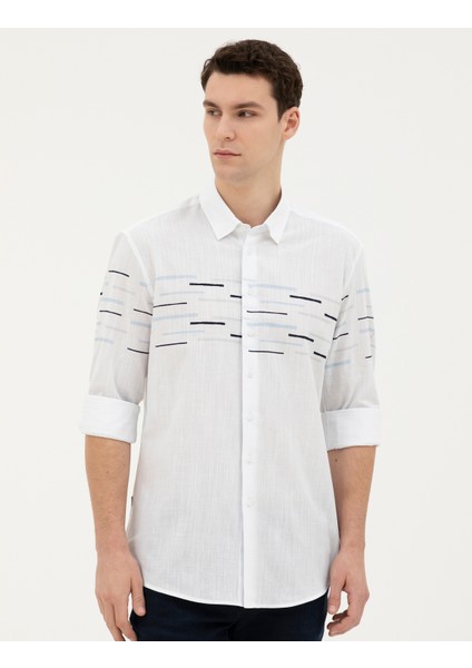 Erkek Lacivert Slim Fit Uzun Kollu Gömlek 50284922-VR033