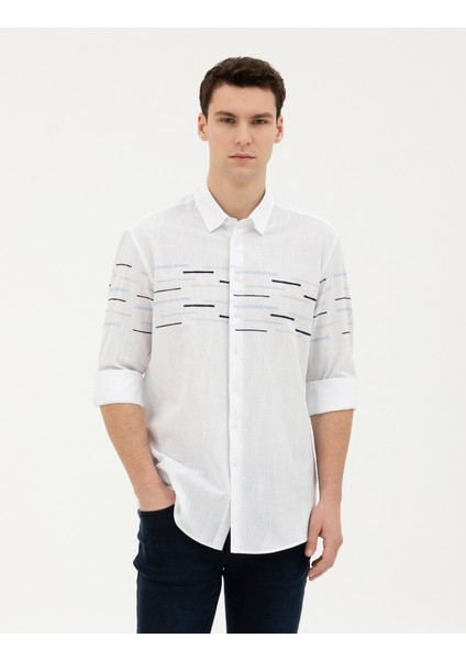 Erkek Lacivert Slim Fit Uzun Kollu Gömlek 50284922-VR033 modelleri
