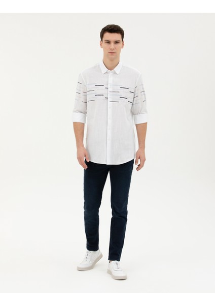 Erkek Lacivert Slim Fit Uzun Kollu Gömlek 50284922-VR033 fırsatları
