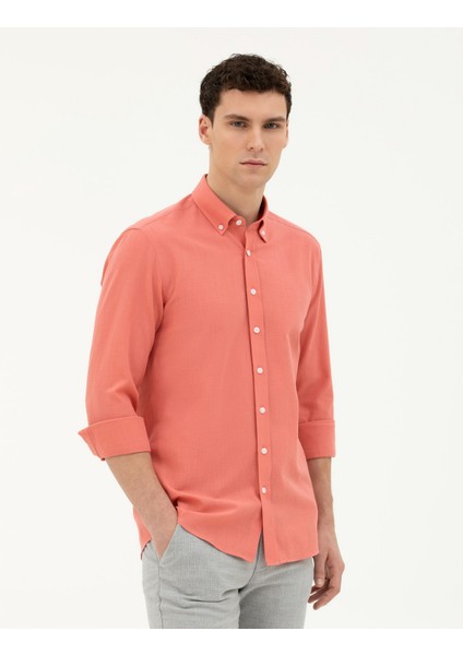 Erkek Pembe Slim Fit Uzun Kollu Gömlek 50283343-VR186