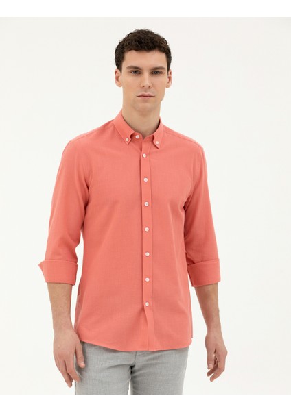 Erkek Pembe Slim Fit Uzun Kollu Gömlek 50283343-VR186 modelleri