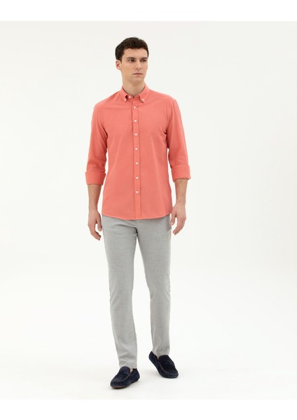 Erkek Pembe Slim Fit Uzun Kollu Gömlek 50283343-VR186 fırsatları