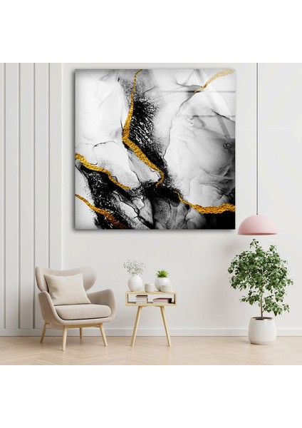 Beyaz Mermer Desenli Cam Duvar Tablosu indirimleri