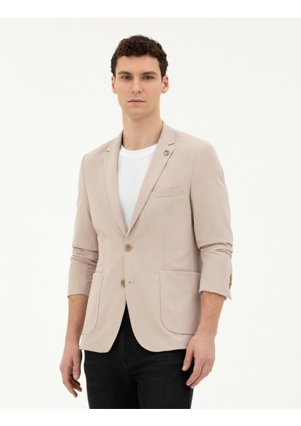 Erkek Bej Esnek Fit Blazer Ceket 50287775-VR011